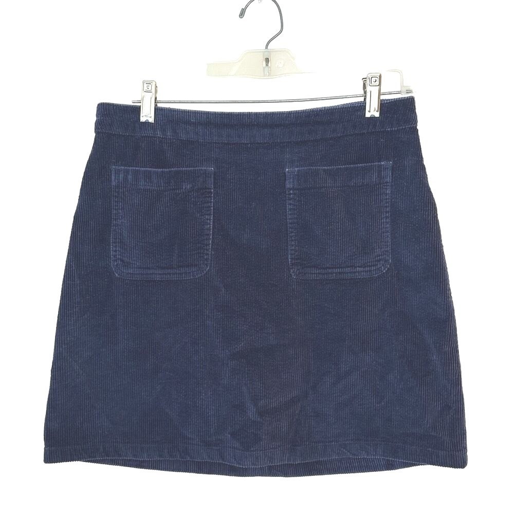 Modcloth Corduroy Mini Skirt Womens Size 8 Pockets Preppy Academia Zipper Blue